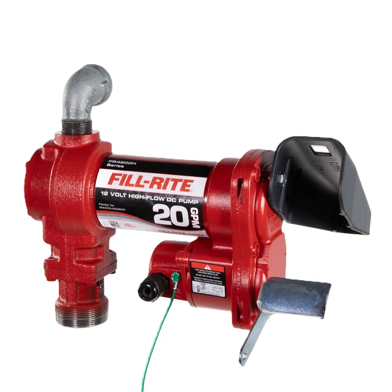 Fill-Rite FR4204H 12V DC, 20GPM Hi Flow Pump, Motor: 1/4 hp, 34 in L Suction Tube, 1 in Outlet, 20 gpm, Iron