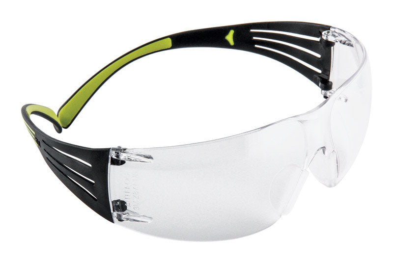 3M SecureFit Anti-Fog Safety Glasses Clear Lens Black/Green Frame 1 pc
