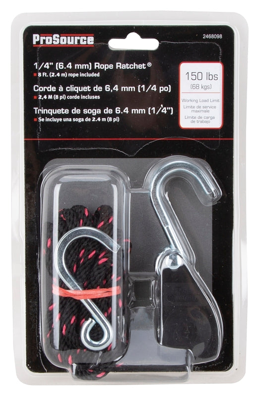 ProSource 10010-L-OI Rope Ratchet, Polypropylene/Steel, Black/Red