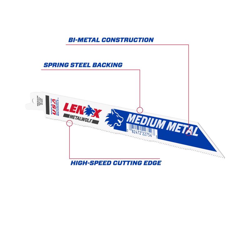 Lenox METALWOLF 8 in. Bi-Metal WAVE EDGE Reciprocating Saw Blade 18 TPI 1 blade, Pack of 50
