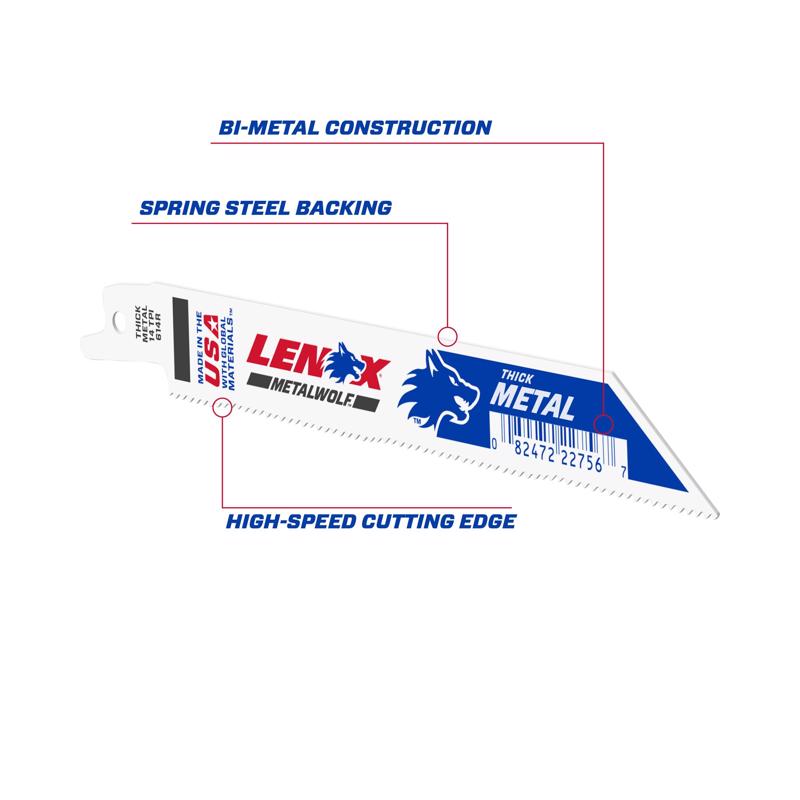 Lenox METALWOLF 6 in. Bi-Metal WAVE EDGE Reciprocating Saw Blade 14 TPI 1 blade, Pack of 50
