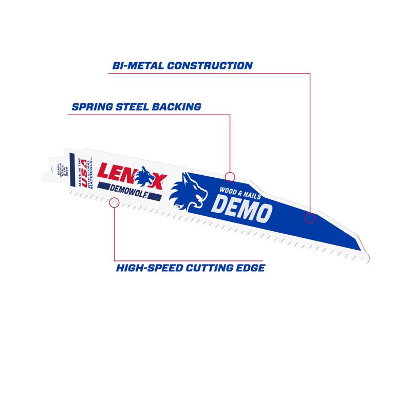 Lenox DEMOWOLF 9 in. Bi-Metal Reciprocating Saw Blade 6 TPI 5 pk