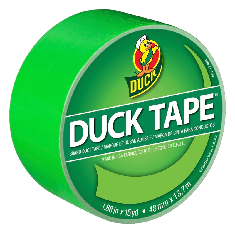 Duck 1265018 Duct Tape, Neon Green, 8 mil Thick, 15 yd L, 1.88 in W