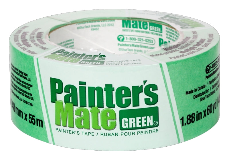 Painter's Mate 667016 Painter's Tape, 60 yd L, 1.88 in W, Rubber Backing, Green