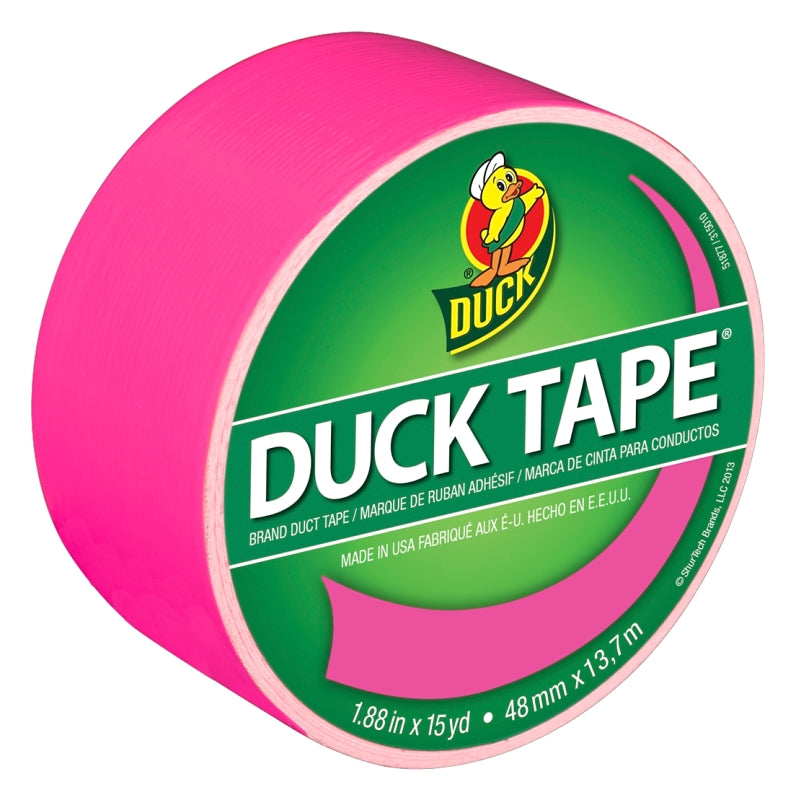 Duck 1265016 Duct Tape, Neon Pink, 8 mil Thick, 15 yd L, 1.88 in W