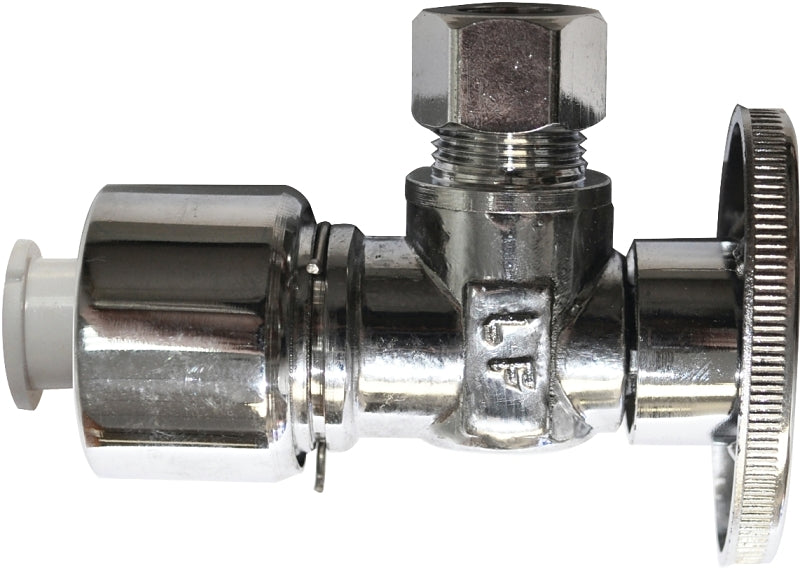 Keeney 2622PCPOLF Supply Line Valve, 5/8 x 3/8 in Connection, Compression, Quarter-Turn Actuator, Brass Body