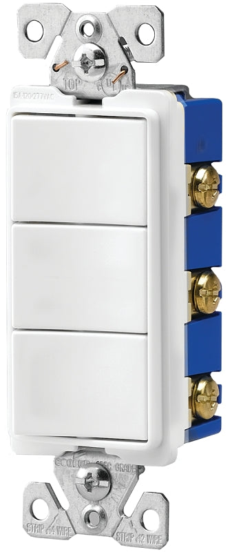 Eaton Wiring Devices 7700 Series 7729W-BOX Combination Switch, 15 A, 120/277 V, SPST, White