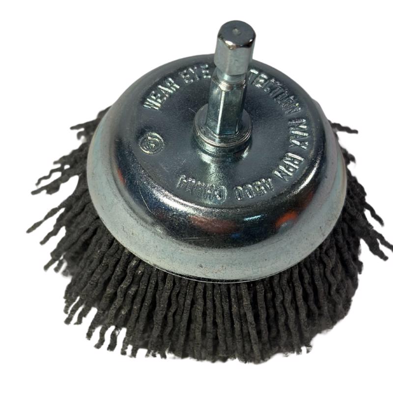 Dico Nyalox 2.5 in. D X 1/4 in. X 1/4 in. D Crimped Nylon Mandrel Mounted Cup Brush 4500 rpm 1 pc