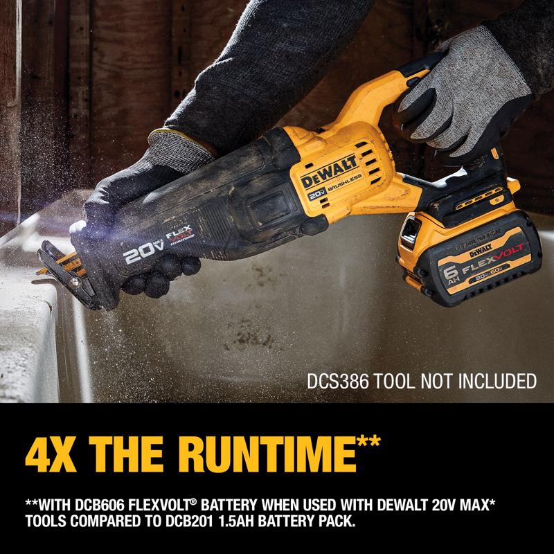 DeWalt 20V-60V MAX FLEXVOLT DCB606 6 Ah Lithium-Ion Battery Pack 1 pc