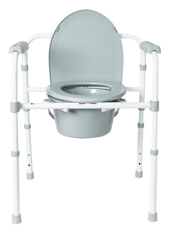 Medline G1-200RX1 3-in-1 Bedside Folding Commode, 14-1/2 in W Seat, White