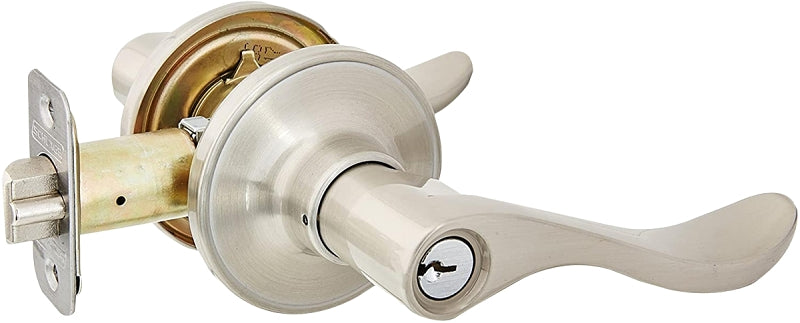 Schlage J Series J54VSEV619 Entry Lever, Mechanical Lock, Satin Nickel, Metal, Residential, 3 Grade, ADA Compliant