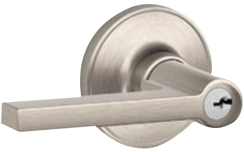Schlage J Series J54 SOL 619 Entry Lever, Mechanical Lock, Satin Nickel, Metal, 7/8 in Housing Dia, Residential, 3 Grade