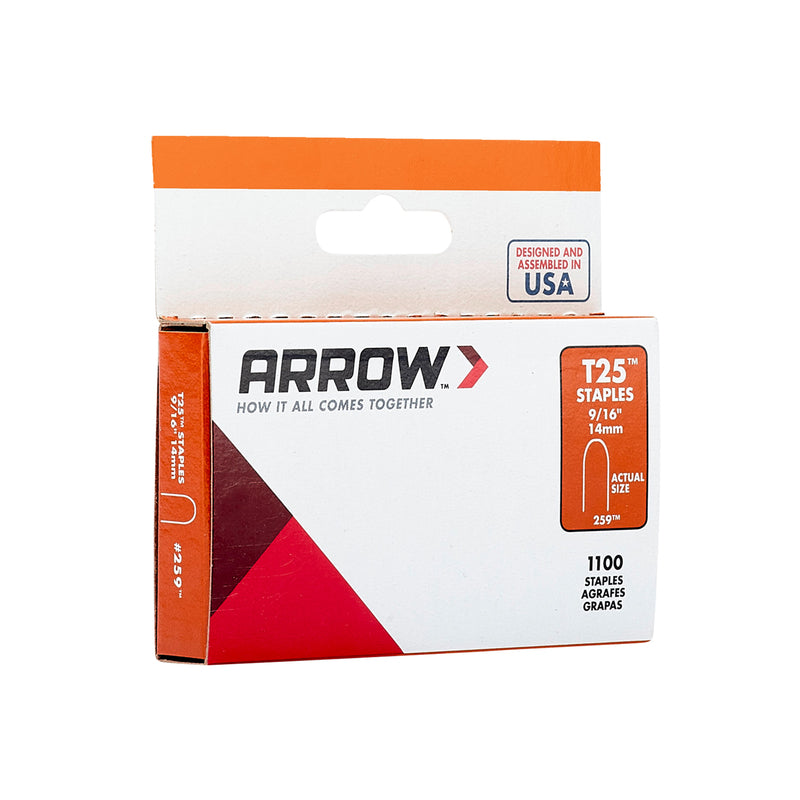 Arrow T25 1/4 in. W X 9/16 in. L 18 Ga. Round Crown Wire Staples 1100 pk, Pack of 5