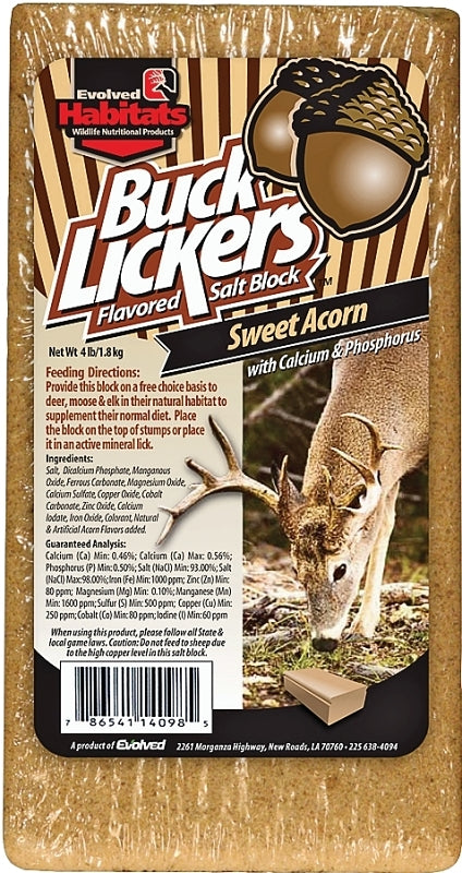 Evolved Habitats Buck Lickers EVO14098 Mineral Block, Acorn, 4 lb, Pack of 6