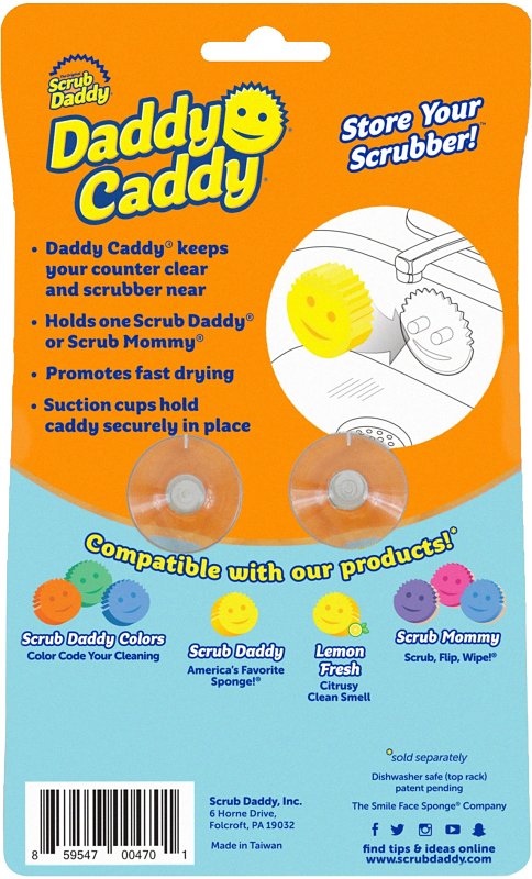 Scrub Daddy Daddy Caddy Series DCDDY12CT Sponge Holder, Polymer Foam, Clear