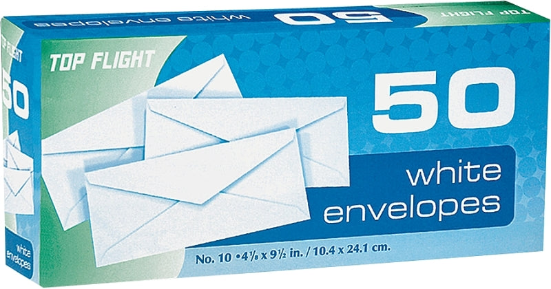 Top Flight 6900815 Envelope, White, 4-1/8 in W