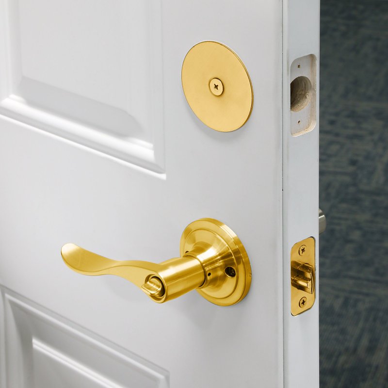 Defender Security U9516 Hole Cover Plate, Steel, Brass, For: 1-3/4 in Thick Doors