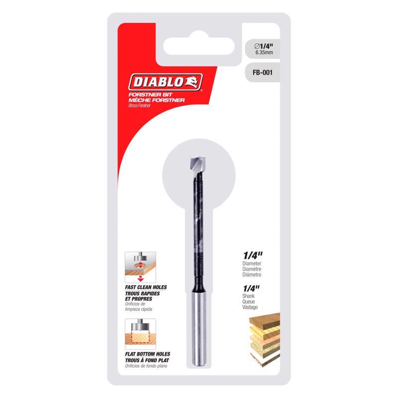 Diablo 1/4 in. X 3-1/2 in. L High Speed Steel Forstner Drill Bit Round Shank 1 pk