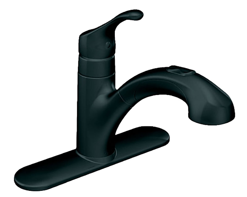 Moen Renzo CA87316BL Pull-Out Kitchen Faucet, 1.5 gpm, 1-Faucet Handle, 1, 3-Faucet Hole, Metal, Matte, Deck Mounting
