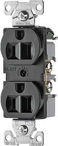 Eaton Wiring Devices BR15BK Duplex Receptacle, Nylon, Black, 2-Pole, 15 A, 125 V, Back, Side Wiring, NEMA: 5-15R