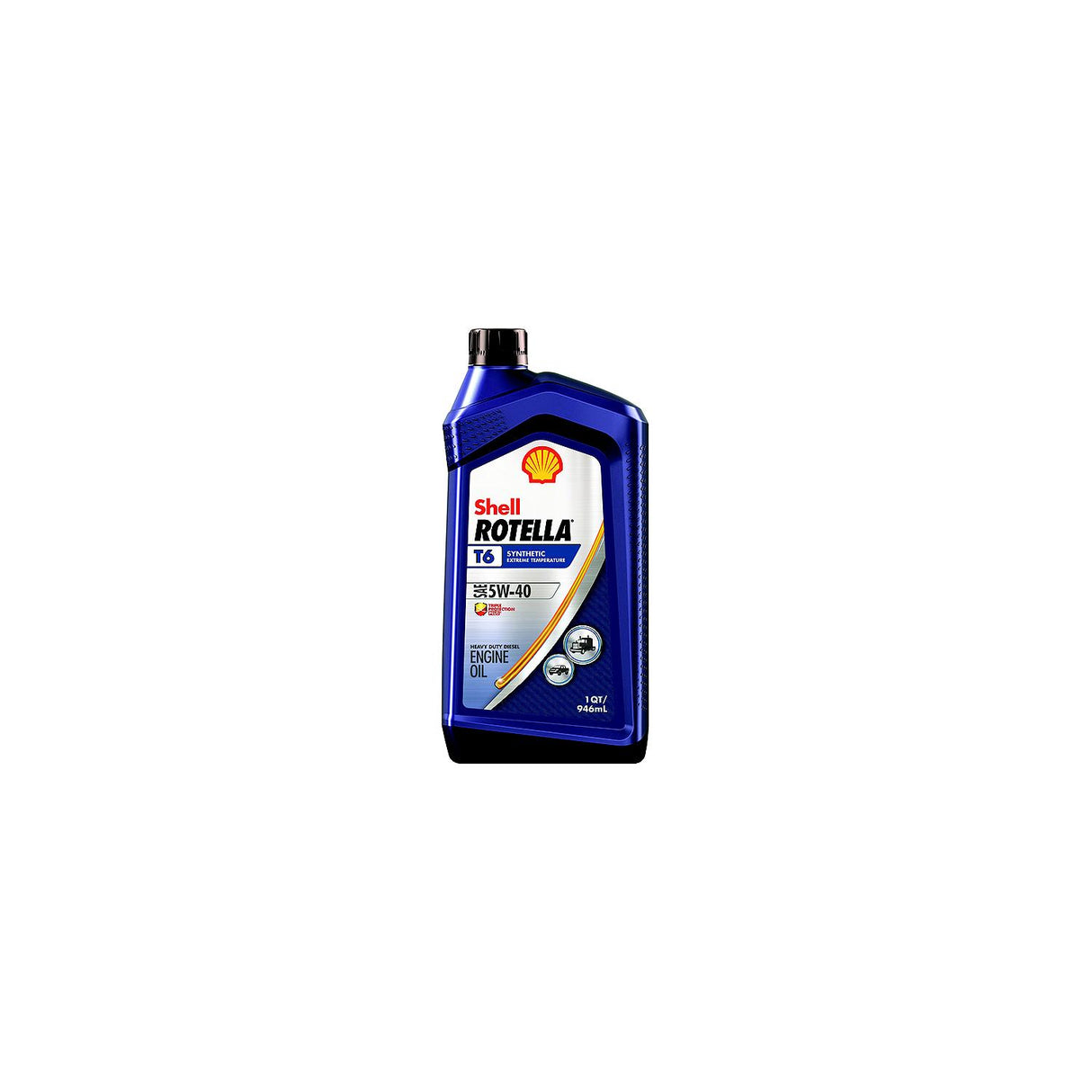 Shell 550049479 Rotella T6 Synthetic Heavy Duty Diesel Engine Oil, 5W-40, Qt, Pack of 6