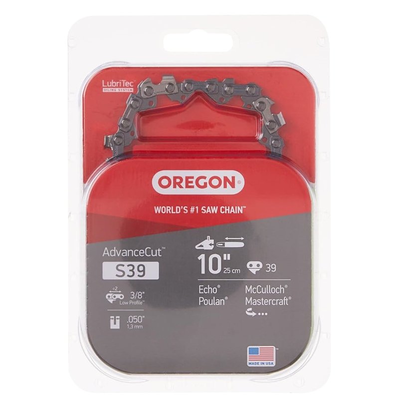 Oregon Xtraguard S39 Chainsaw Chain, 10 in L Bar, 0.05 in, 3/8 in TPI/Pitch, 39-Link
