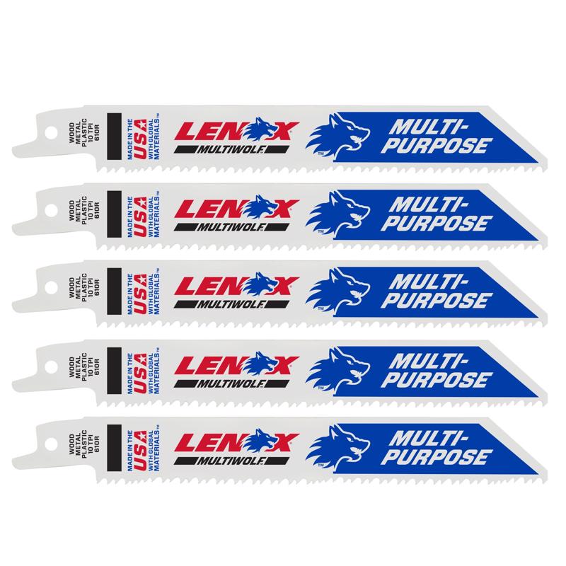 Lenox MULTIWOLF 6 in. Bi-Metal WAVE EDGE Reciprocating Saw Blade 10 TPI 5 pk
