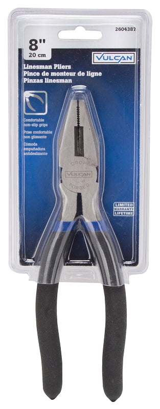 Vulcan PC918-21 Linesman Pliers, 8 in OAL, 1.2 mm Cutting Capacity, 1-1/2 in Jaw Opening, Black/Blue Handle