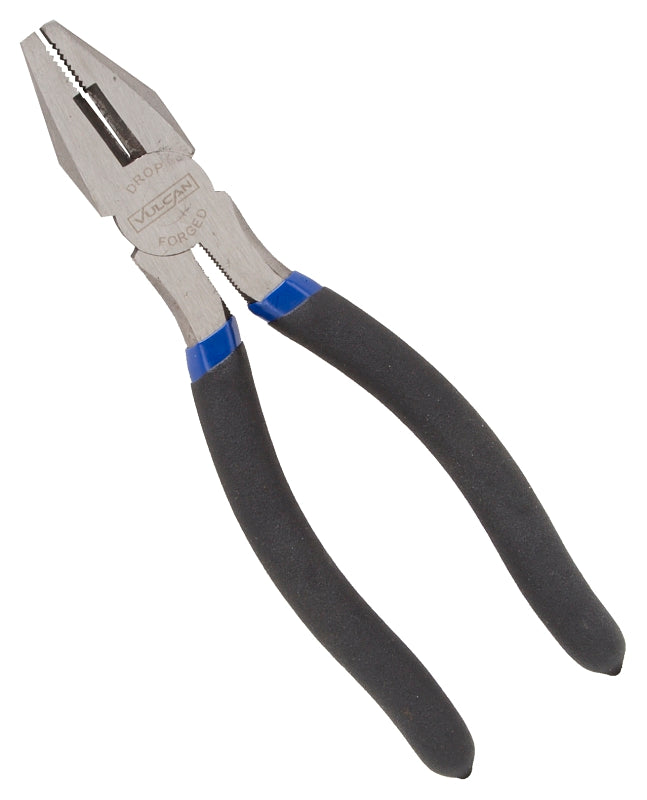 Vulcan PC918-21 Linesman Pliers, 8 in OAL, 1.2 mm Cutting Capacity, 1-1/2 in Jaw Opening, Black/Blue Handle