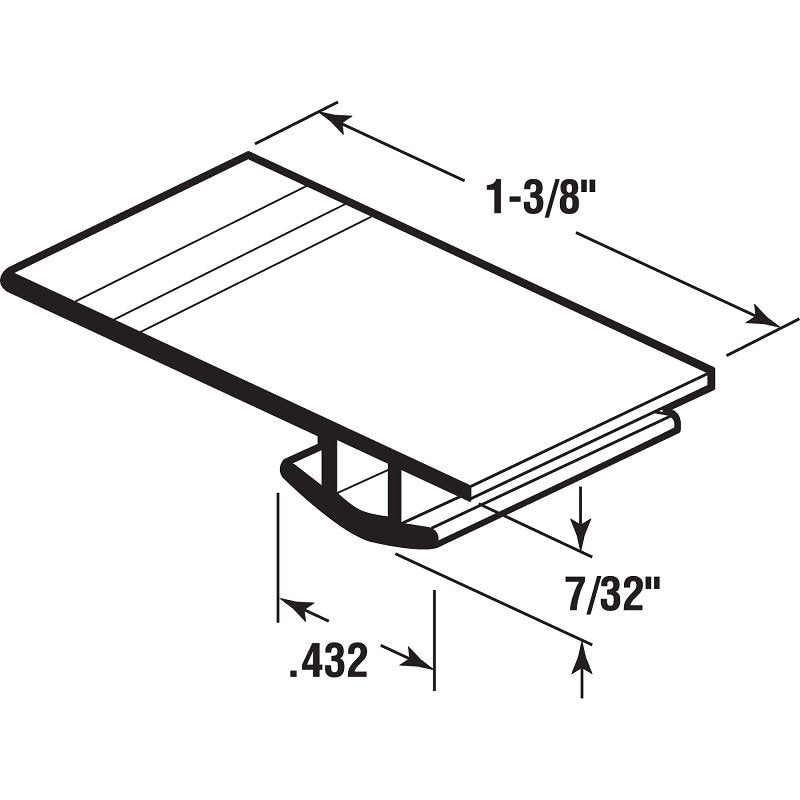 Prime-Line PL 14696 Flexible Universal Bug Strip, 1-3/8 in W, 84 in L, Vinyl, Black