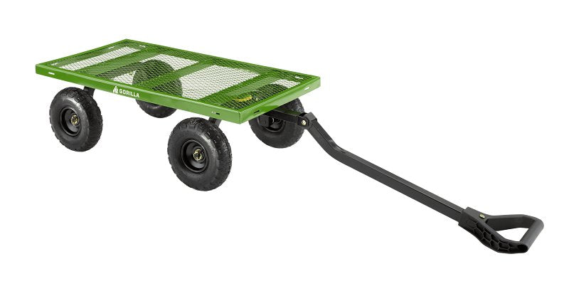 Gorilla Carts GCG-9004T Utility Cart, 900 lb, 40 in L x 21 in W Deck, Steel Deck, 4-Wheel, 10 in Wheel, Pneumatic Wheel