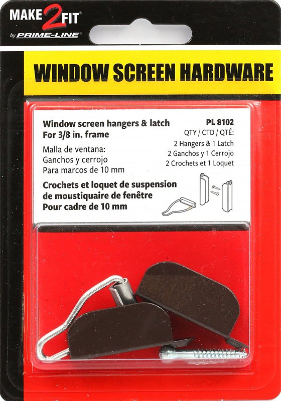 Prime-Line PL 8102 Top Hanger and Bottom Latch, Aluminum, Bronze, For: 3/8 in Screen Frames