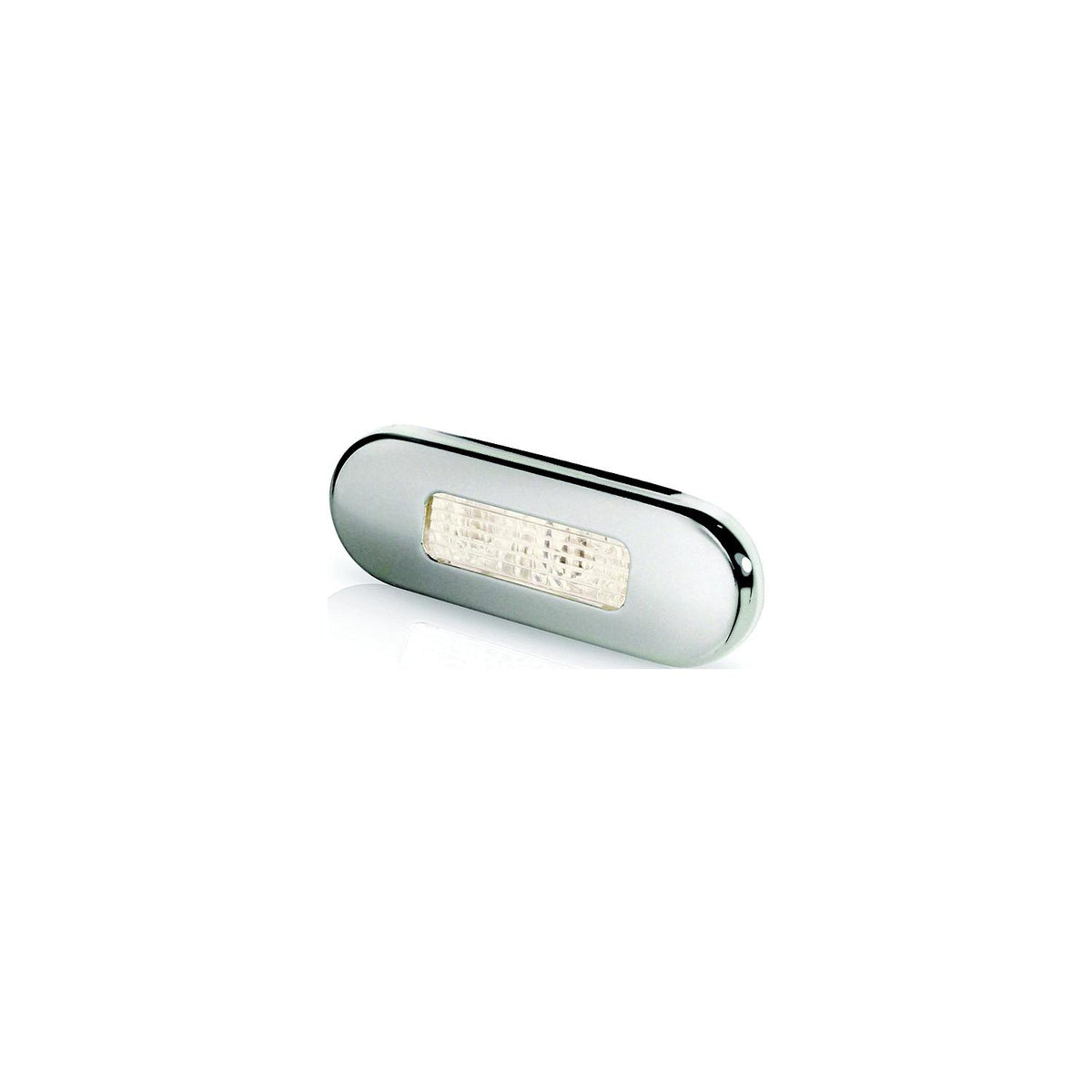 Hella 980869401 Oblong LED Surface Mount Courtesy Lamp, Warm White LEDs w/SS Rim
