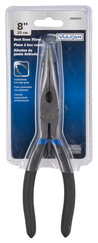 Vulcan PC974-02 Bent Nose Pliers, 8 in OAL, 1.6 mm Cutting Capacity, 5.2 cm Jaw Opening, Black Handle, 7/8 in W Jaw