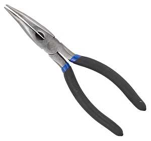 Vulcan PC974-02 Bent Nose Pliers, 8 in OAL, 1.6 mm Cutting Capacity, 5.2 cm Jaw Opening, Black Handle, 7/8 in W Jaw