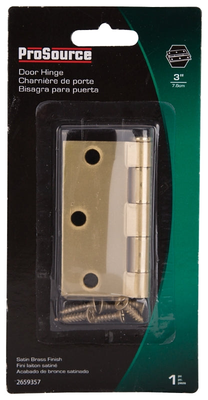 ProSource BH-BS03-PS Square Corner Door Hinge, 3 in H Door Leaf, 1-1/4 in W Door Leaf, 2.2 mm Thick Door Leaf, 3 x 3 in