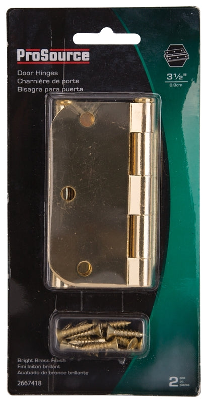 ProSource BH-102PB-PS Door Hinge, 3-1/2 in H Door Leaf, 3-1/2 in W Door Leaf, 2.2 mm Thick Door Leaf, 3-1/2 x 3-1/2 in