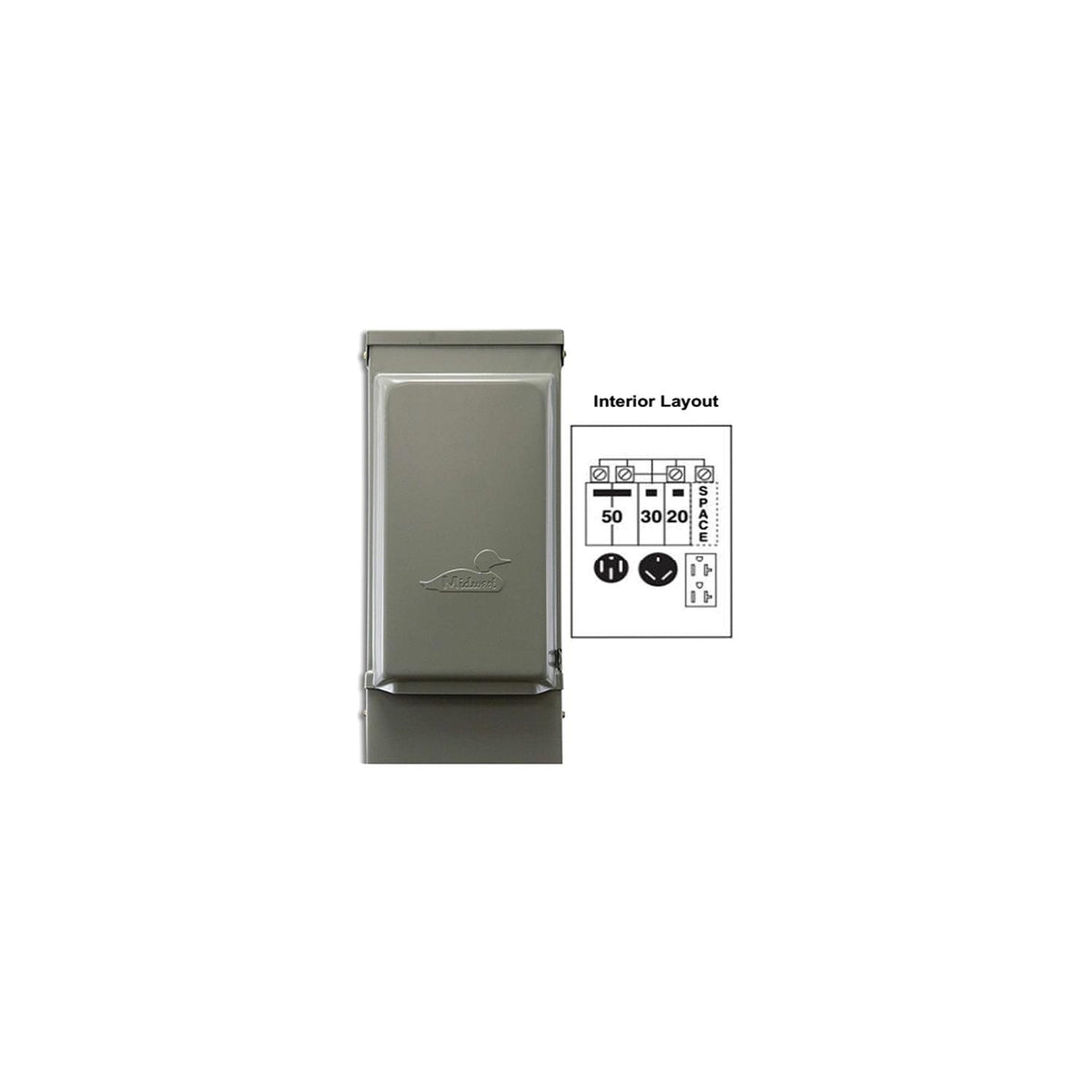 Parallax U075CTL010 80A 120/240V Outdoor RV Power Outlet with 20A-1 & 30A-1 & 50A-2 Pole Breaker & TT-30R & 5-20R1 GFl & 14-50R Receptacle