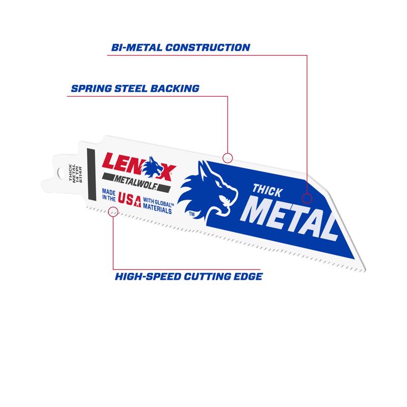 Lenox METALWOLF 6 in. Bi-Metal WAVE EDGE Reciprocating Saw Blade 14 TPI 5 pk