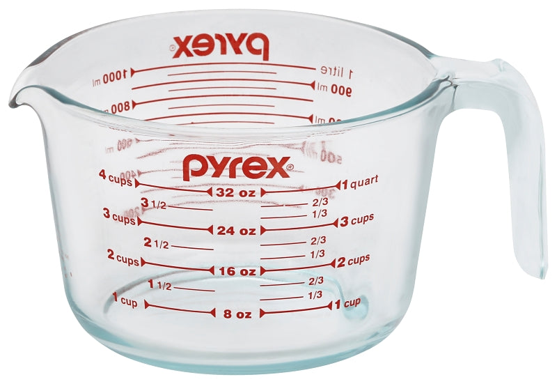 Pyrex 6001076 Measuring Cup, 1 L Capacity, Glass, Clear, Pack of 6