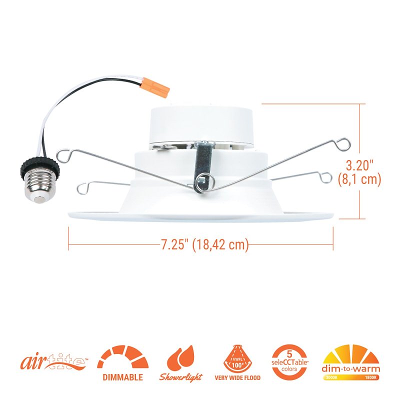 Halo RL RL56069FSD2W1EWH Down Light, 6.8 W, 120 V, Aluminum/Steel, White, Matte