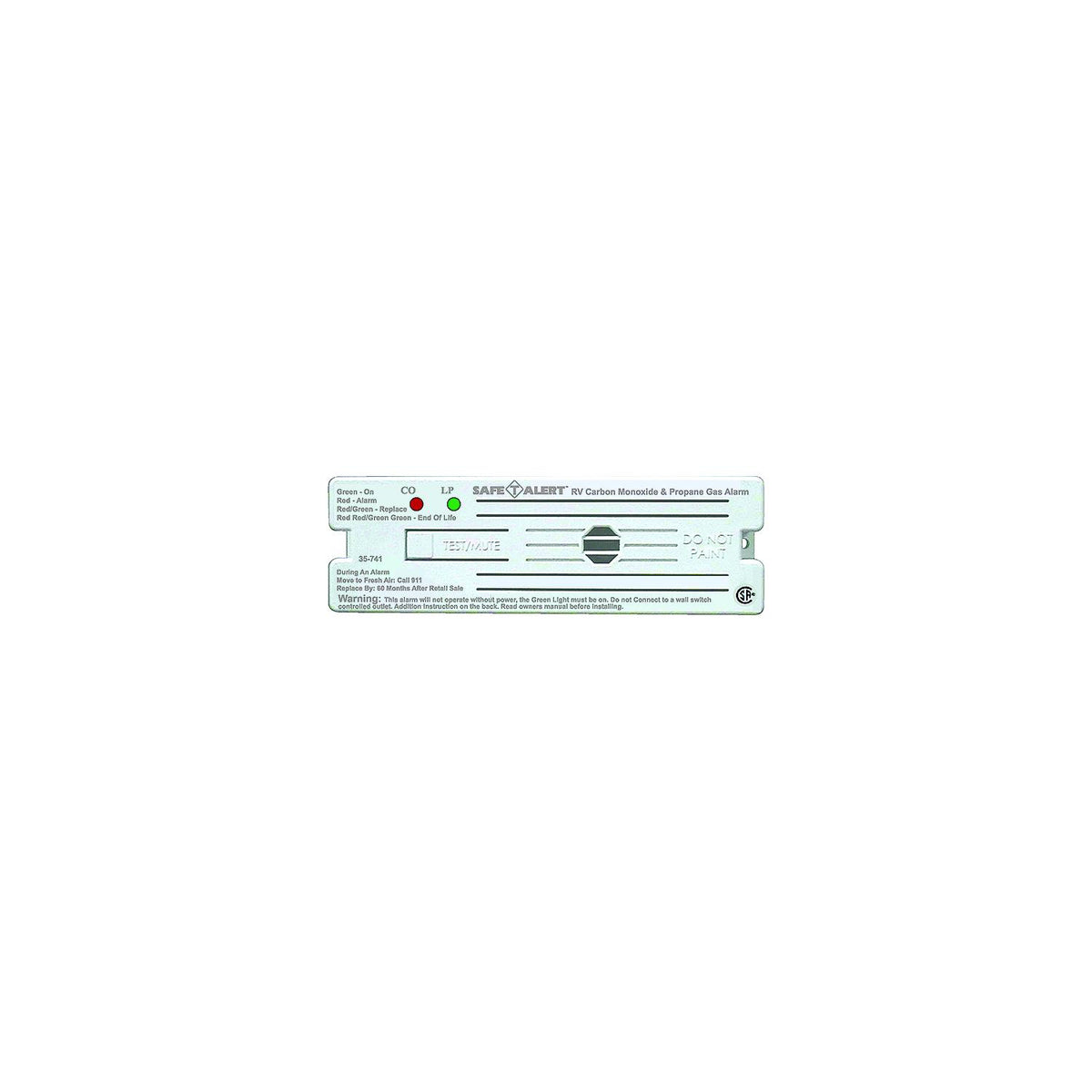 MTI Industries 35741WT 12V 35 Series Safe-T-Alert Surface Mount RV Dual Carbon Monoxide/Propane Alarm, White