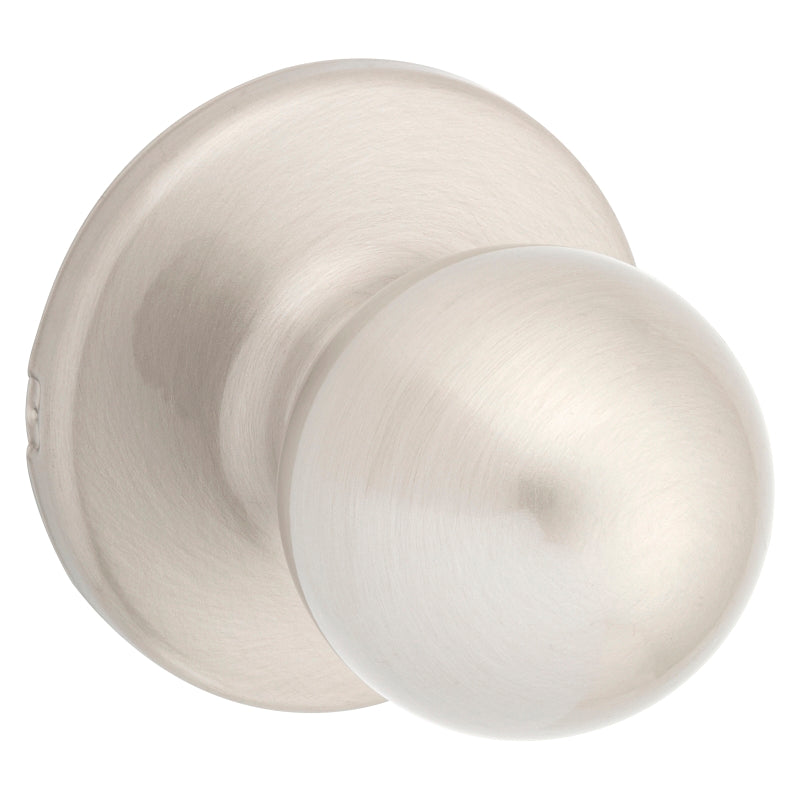 Kwikset 200P 15CP Passage Knob, Polo, 2-23/32 in L x 2-5/8 in W Dimensions, Zinc, Satin Nickel