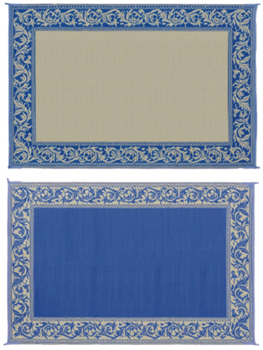 Ming's Mark Reversible Mat, Classical Blue/Beige, 8' x 20'