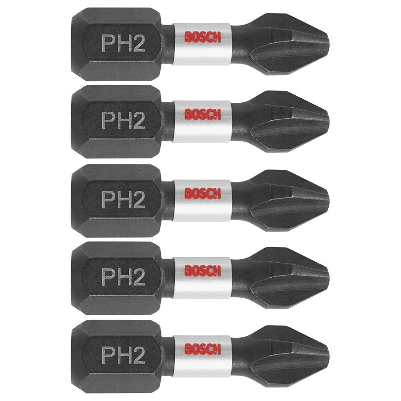 Bosch Impact Tough ITPH2105 Screwdriver Insert Bit, #2 Drive, Phillips Drive, 1/4 in Shank, Hex Shank, Steel, 5/PK