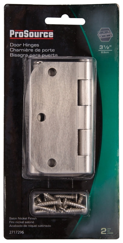 ProSource BH-102SN-PS Door Hinge, Steel, Satin Nickel, Loose Pin, 180 deg Range of Motion, Screw Mounting