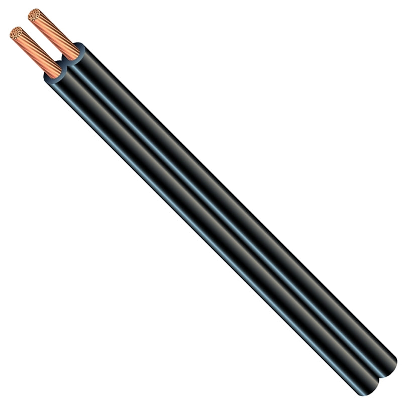 CCI 600006608 Lamp Cord, 18 AWG Wire, 2-Conductor, 250 ft L, Copper Conductor, PVC Insulation, Black Sheath, 10 A