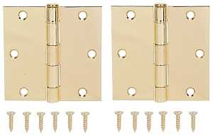 ProSource BH-202PB-PS Square Corner Door Hinge, 3-5/8 in H Door Leaf, 1-1/2 in W Door Leaf, 2.2 mm Thick Door Leaf