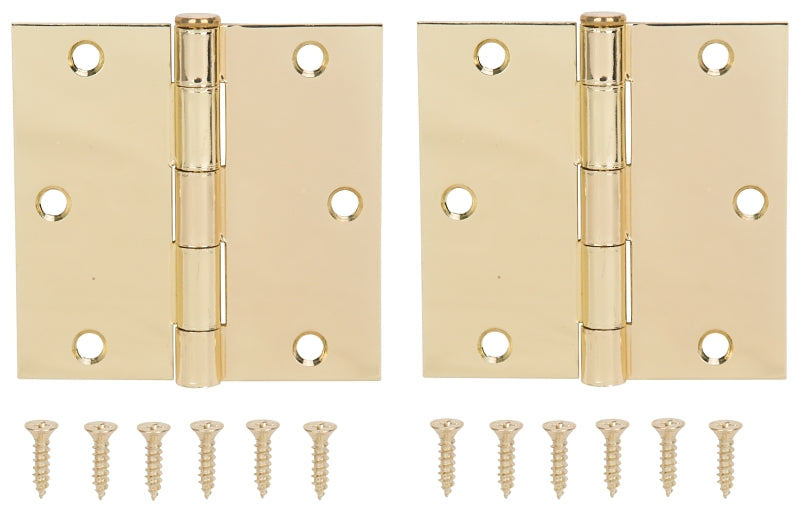 ProSource BH-202PB-PS Square Corner Door Hinge, 3-5/8 in H Door Leaf, 1-1/2 in W Door Leaf, 2.2 mm Thick Door Leaf