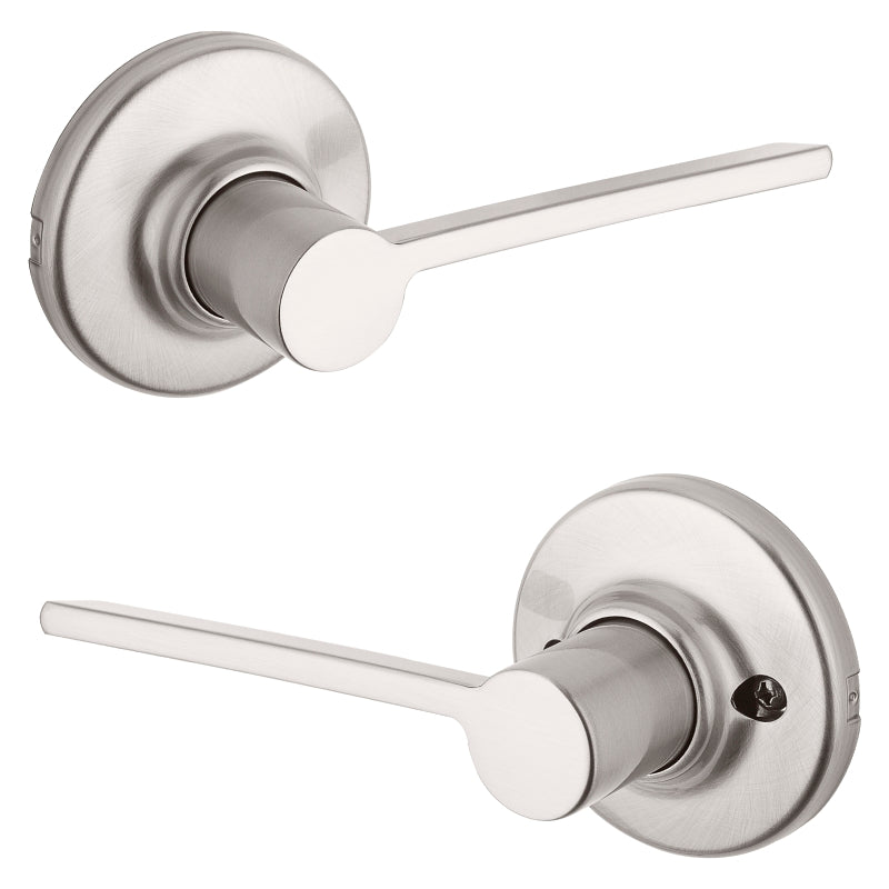 Kwikset 200LRL 15 CP V1 Passage Lever, Satin Nickel, Residential, Zinc, Reversible Hand, 3 Grade, 1-7/8 in Projection
